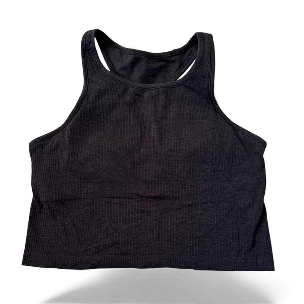 Lululemon  Black “Ebb to Street” Cropped Racerback Tank Top Size 12